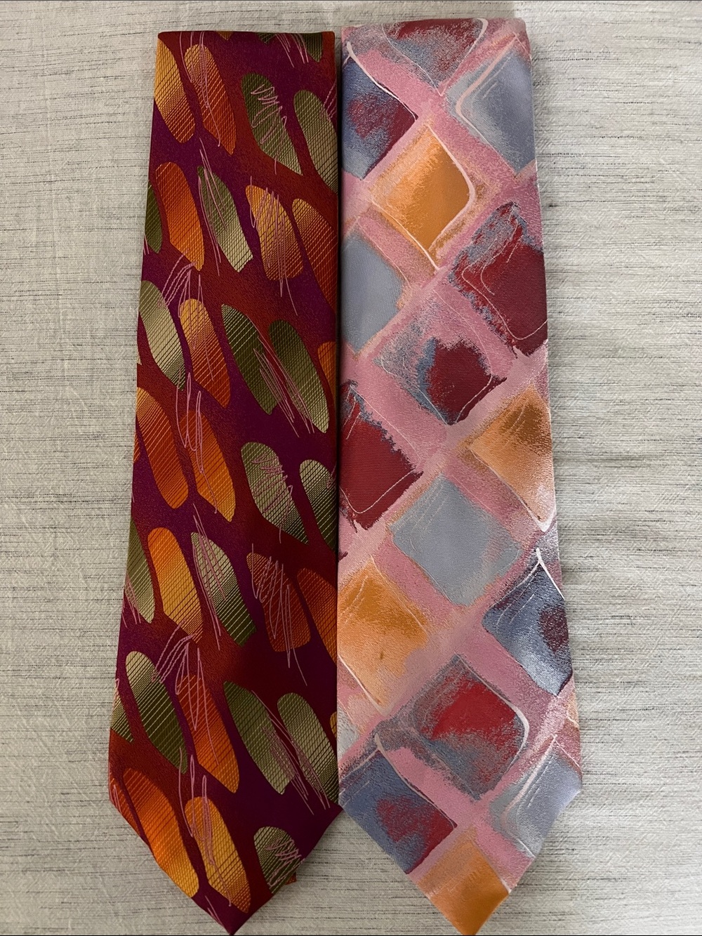 J. Garcia Burgundy & Multicolor Patterned Necktie Set